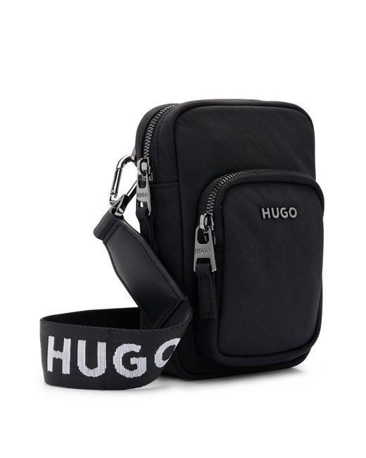 HUGO Black S Tayron Phone Pouch Mini Reporter Bag With Logo Lettering Size One Size for men