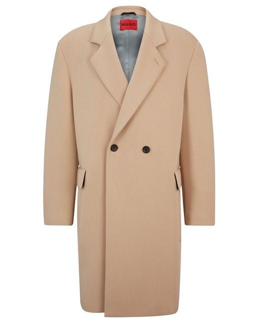 HUGO Natural Regular-fit Coat With Double-breasted Closure for men
