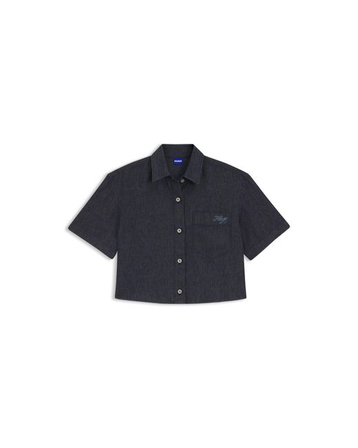 HUGO Blue Relaxed-Fit Cropped Blouse