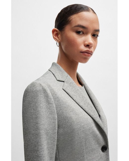 Boss Gray Extra-slim-fit Jacket In Herringbone Jersey
