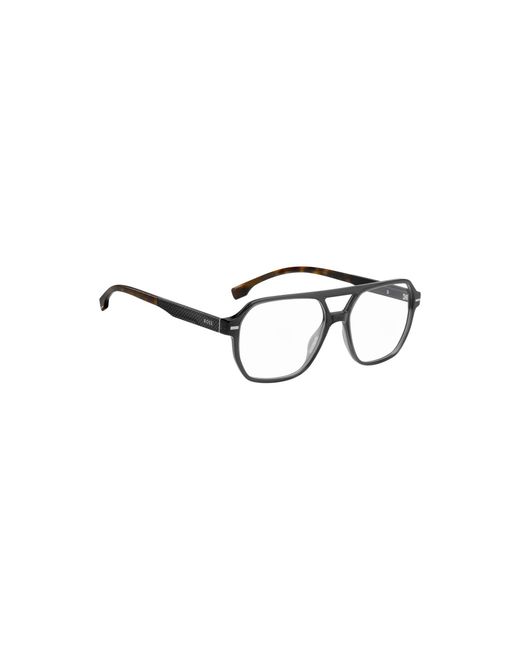 Boss Gray Acetate Optical Frames With Havana End-Tips for men