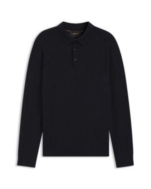 Polo En Maille De Laine, Soie Et Cachemire Boss pour homme en coloris Blue