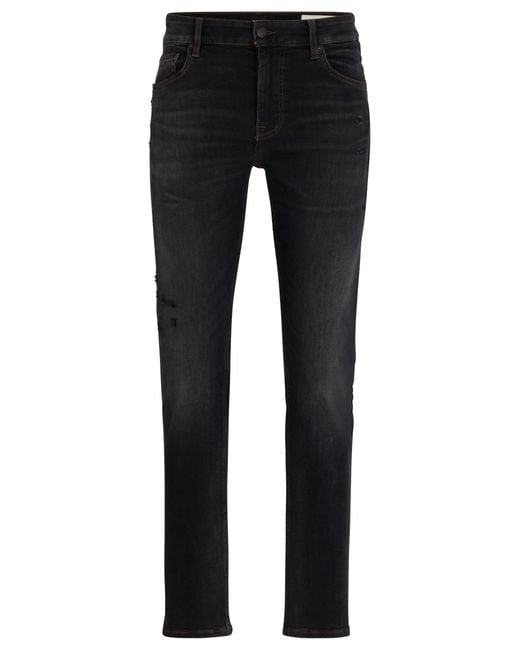 Boss Slim-fit Jeans In Black Soft-motion Denim for men