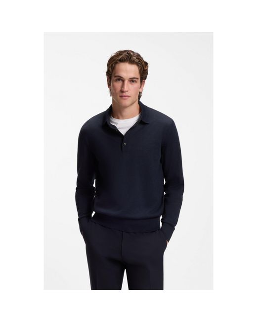 Boss Blue Regular-Fit Knit Polo for men