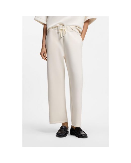 Boss White Relaxed-Fit Trousers