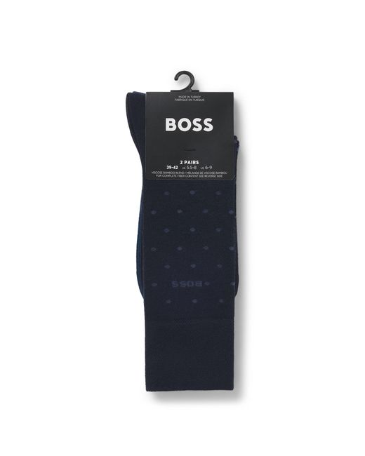 Boss Blue Two-Pack Of Regular-Length Socks for men