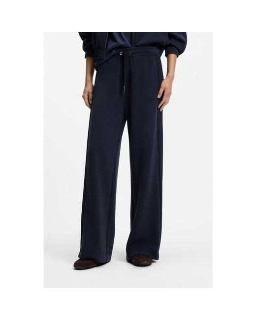 Boss Blue Relaxed-Fit Tracksuit Bottoms With Piping Details