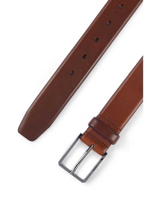 BOSS by HUGO BOSS Italian-leather Belt With Polished Gunmetal Hardware ...