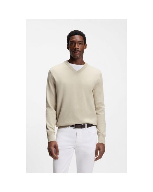 Boss Natural V-Neck Cotton Sweater for men