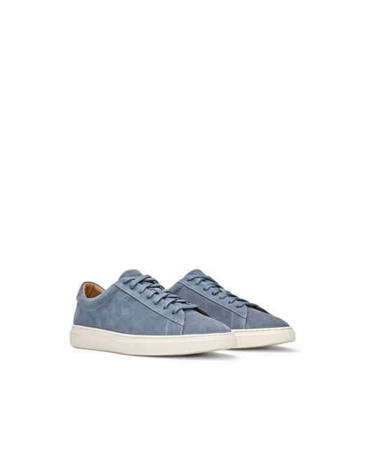 Boss Blue Suede Trainers With Rubber Outsole for men