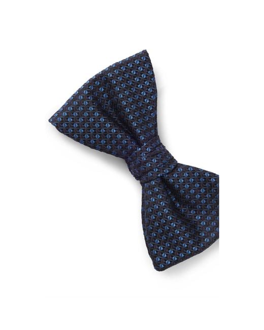 HUGO Blue Silk Bow Tie With Jacquard Pattern for men