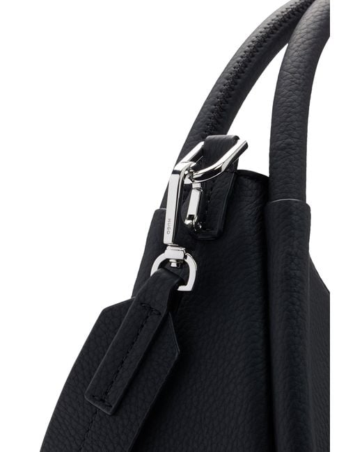 HUGO Black Faux-leather Crossbody Bag With Logo Lettering