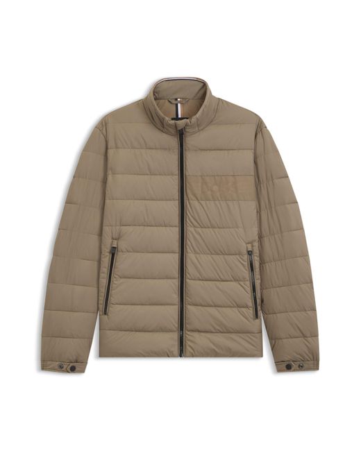 Boss Regular-Fit Waterafstotende Jas Met Logodetail in het Brown voor heren