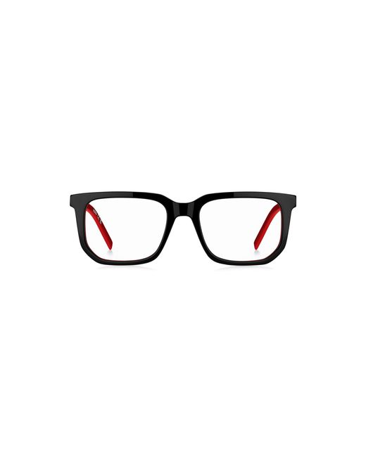 HUGO Black Acetate Optical Frames With Accents for men