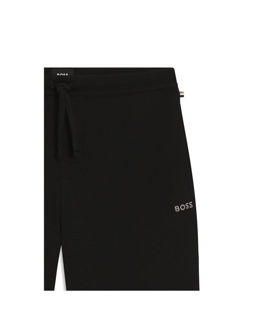 Boss Black Cotton-Blend Pyjama Shorts With Embroidered Logo for men
