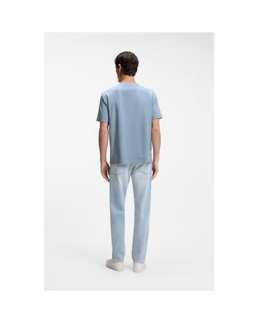Boss Blue Relaxed-Fit T-Shirt With A Layered Logo Print for men