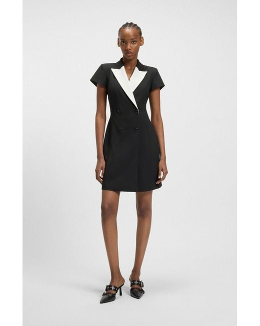HUGO Black Kleid Im Blazer-Stil Mit Kontrastfarbenem Revers
