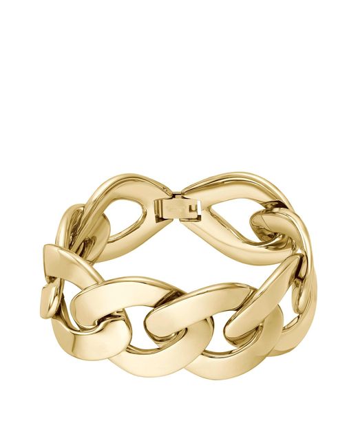 Bracelet doré avec chaîne à maillons arrondis Boss en coloris Metallic