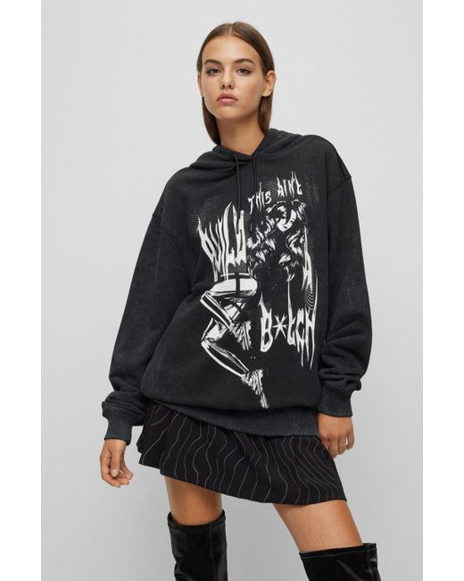 HUGO X Bella Poarch Relaxed-fit Hoodie in Black | Lyst