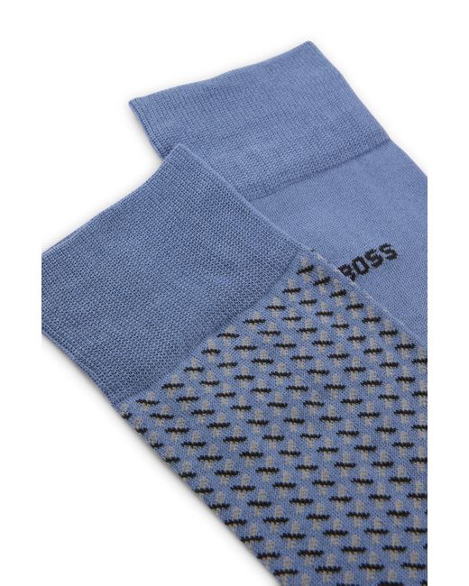 Boss Blue Two-pack Of Regular-length Socks With Mercerized Finish for men