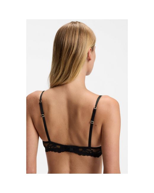 Boss Black Lace Underwire Bra With Double Straps