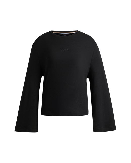Boss Black Logo-embroidered Top In Ottoman Jersey