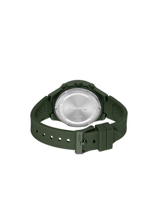 HUGO Green Watch With Silicone Logo Strap for men