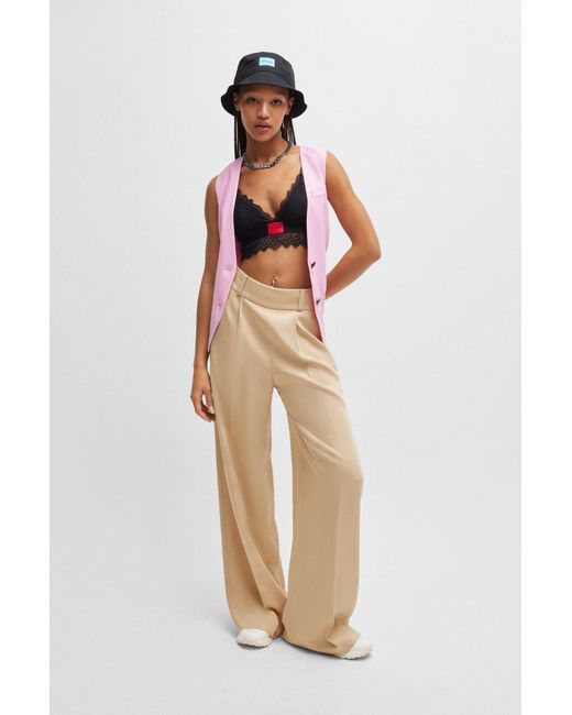 HUGO Natural Relaxed-fit Trousers With Wide Leg