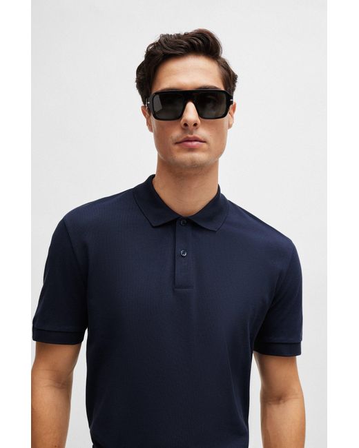 Boss Blue Regular-fit Polo Shirt In Cotton Piqué for men