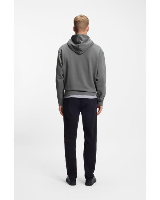 Boss Fleece Hoodie Van Katoenen Badstof Met Contrastlogo in het Gray voor heren