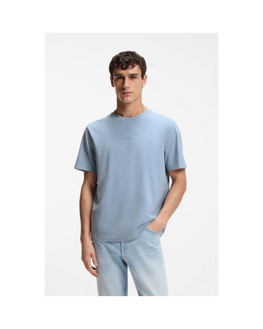 Boss Blue Relaxed-Fit T-Shirt With A Layered Logo Print for men