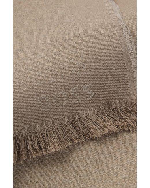 Sciarpa Con Monogrammi di Boss in Natural da Uomo