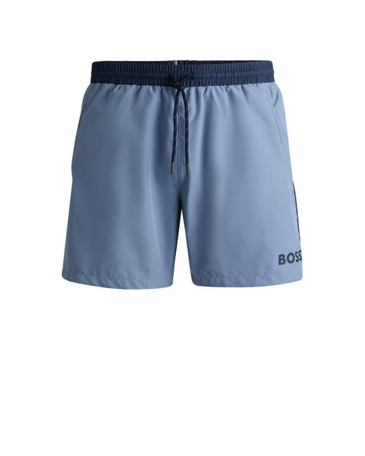 Boss Blue Quick-dry Swim Shorts With Contrast Details for men