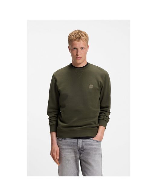 Boss Green Cotton-Terry Sweatshirt With Logo Patch for men