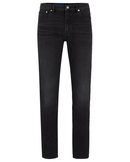 HUGO Slim-fit Jeans In Black Stretch Denim for men