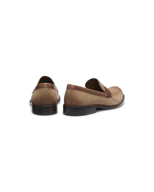 Boss Brown Suede Loafers With Leather Trims for men