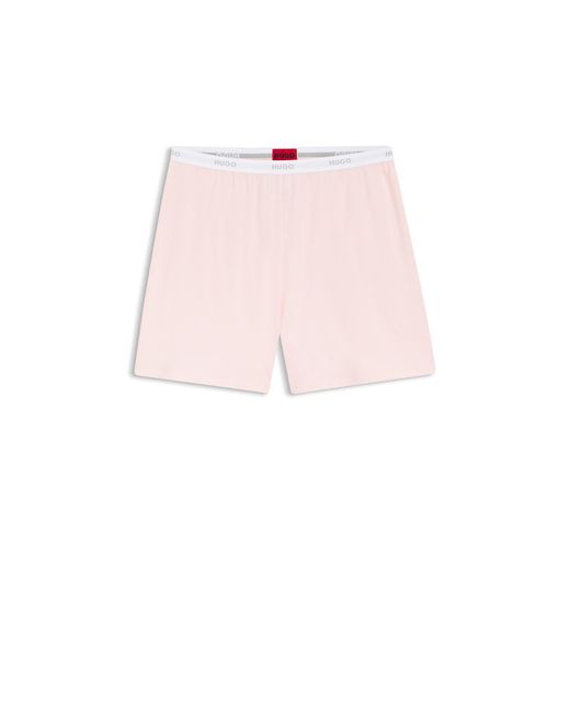 HUGO Pink Logo-Waistband Pyjama Shorts