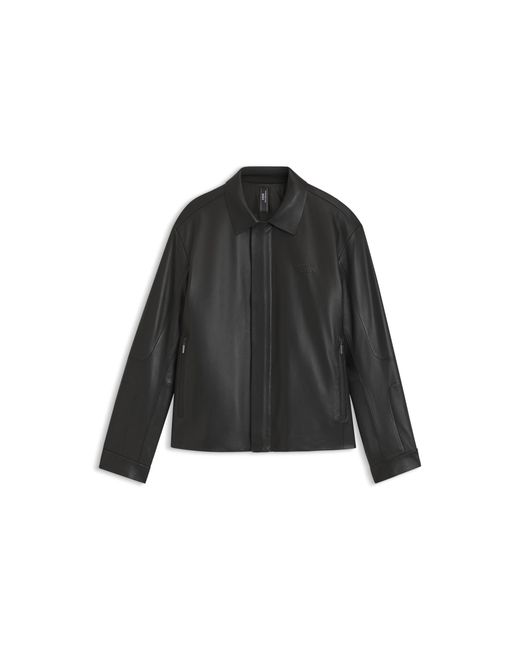 Boss Black Porsche X Leather Jacket With Concealed Magnetic Closure for men