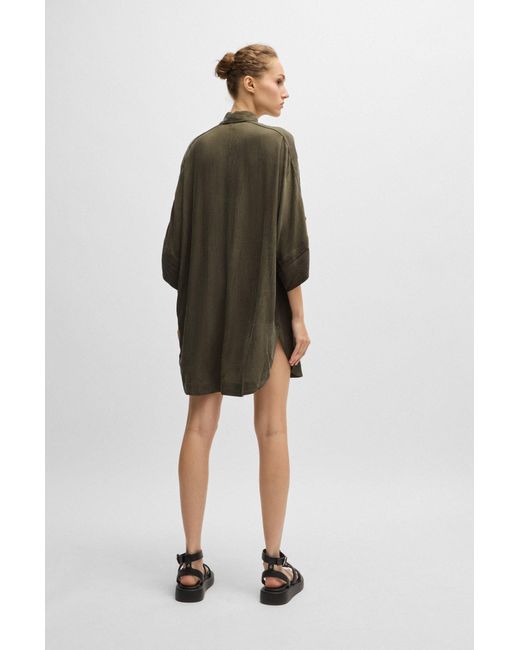Boss Green Relaxed-fit Blouse With Concealed Closure