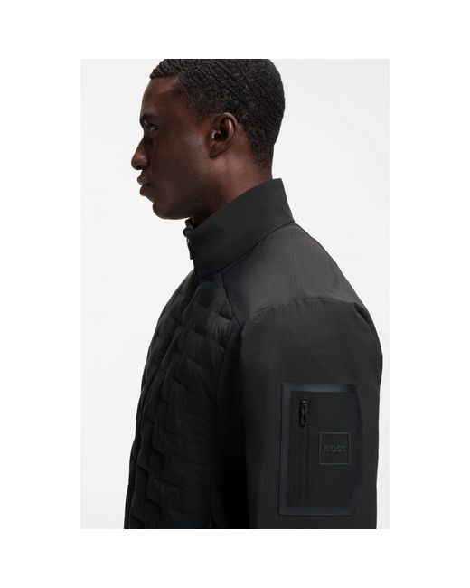 Boss Black Water-Repellent Jacket With Certified Down Filling for men