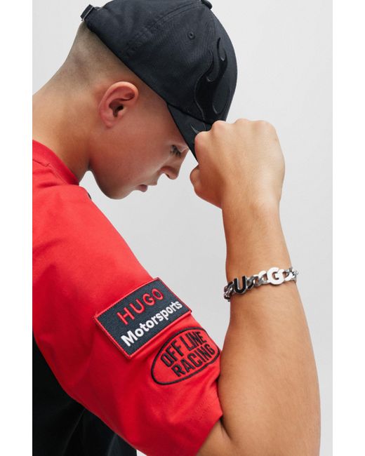 Bracelet chaîne avec lettres logo HUGO pour homme en coloris White