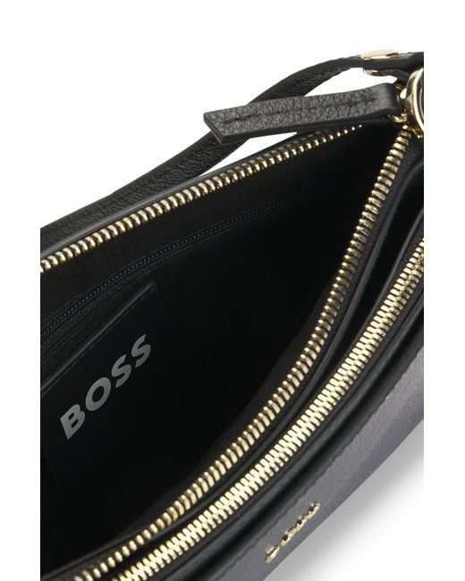 Boss Black Pebbled-leather Mini Bag With Detachable Pochette