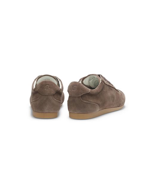 Boss Brown Suede Trainers With Logo Details