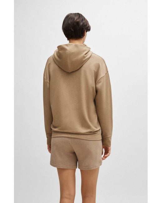 Boss Natural French-terry Hoodie With Embroidered Logo
