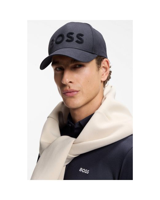 Boss Blue Cotton-Twill Cap With Structured Logo for men