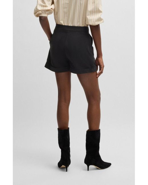Boss Black A-Linien-Shorts Aus Angerauter Stretch-Baumwolle