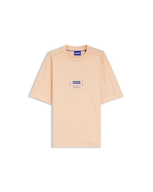 HUGO Natural Cotton-Jersey T-Shirt With Workwear Logo Label for men