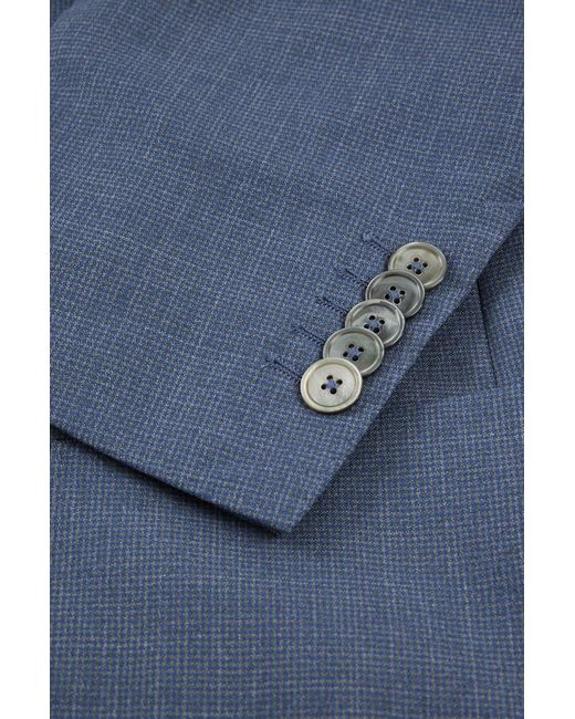 Boss Blue Slim-fit Suit In Patterned Virgin Wool And Silk for men