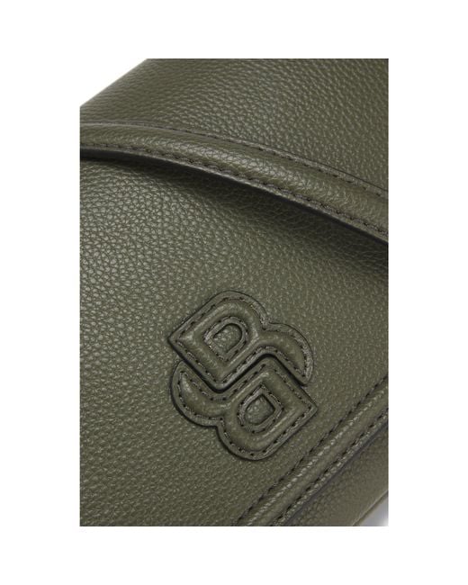 Boss Green Grained Faux-Leather Crossbody Bag With Double B Monogram