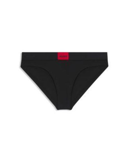 Slip Regular Rise en coton stretch avec étiquette logotée HUGO en coloris Black